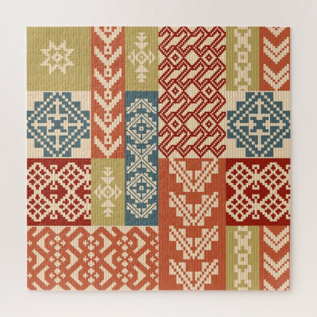Geometric Patchwork Ethnic Seamless Pattern Jigsaw Puzzle (Vertical)