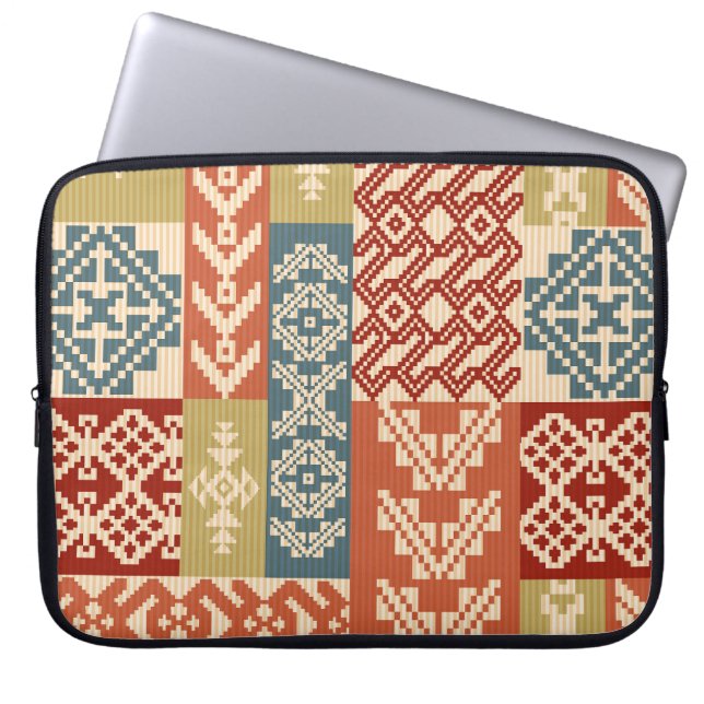 Geometric Patchwork Ethnic Seamless Pattern Laptop Sleeve (Front)