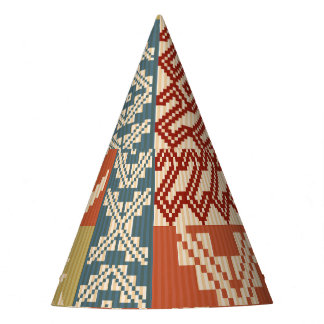 Geometric Patchwork Ethnic Seamless Pattern Party Hat