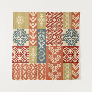 Geometric Patchwork Ethnic Seamless Pattern Tapestry