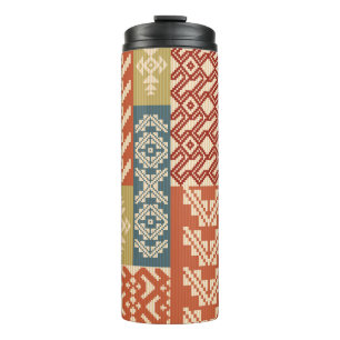 Geometric Patchwork Ethnic Seamless Pattern Thermal Tumbler