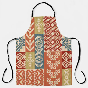 Geometric patchwork ornamental ethnic pattern apron