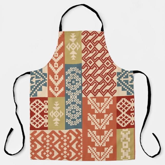 Geometric patchwork ornamental ethnic pattern apron (Front)
