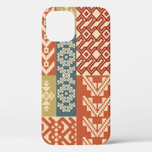 Geometric patchwork ornamental ethnic pattern iPhone 12 case