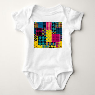 Geometric Patchwork: Rectangle Seamless Background Baby Bodysuit