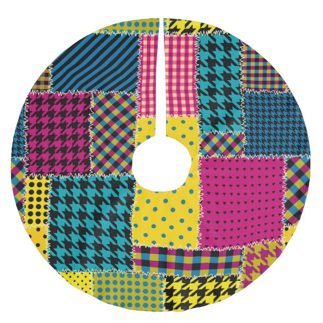 Geometric Patchwork: Rectangle Seamless Background Brushed Polyester Tree Skirt (Front)