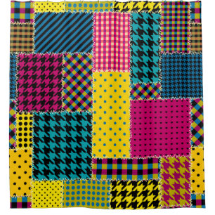 Geometric Patchwork: Rectangle Seamless Background Shower Curtain
