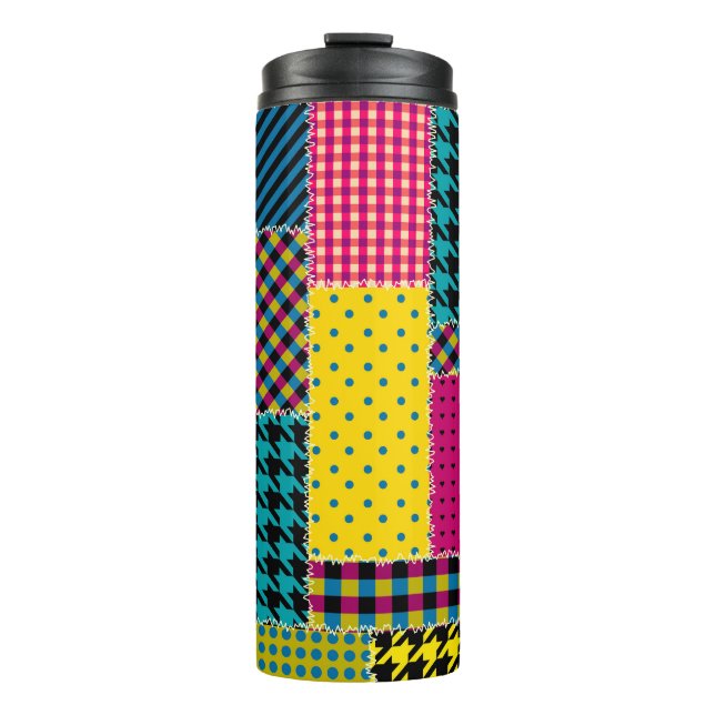 Geometric Patchwork: Rectangle Seamless Background Thermal Tumbler (Front)