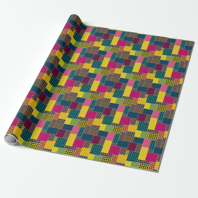 Geometric Patchwork: Rectangle Seamless Background Wrapping Paper (Unrolled)