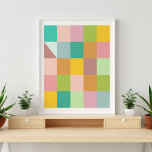 Geometric Patchwork Squares in Green and Purple  Poster<br><div class="desc">Geometric Patchwork Squares in Green and Purple Poster</div>