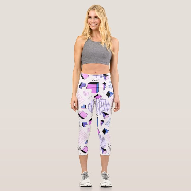 Geometric Pattern 13 Capri Leggings (Front)