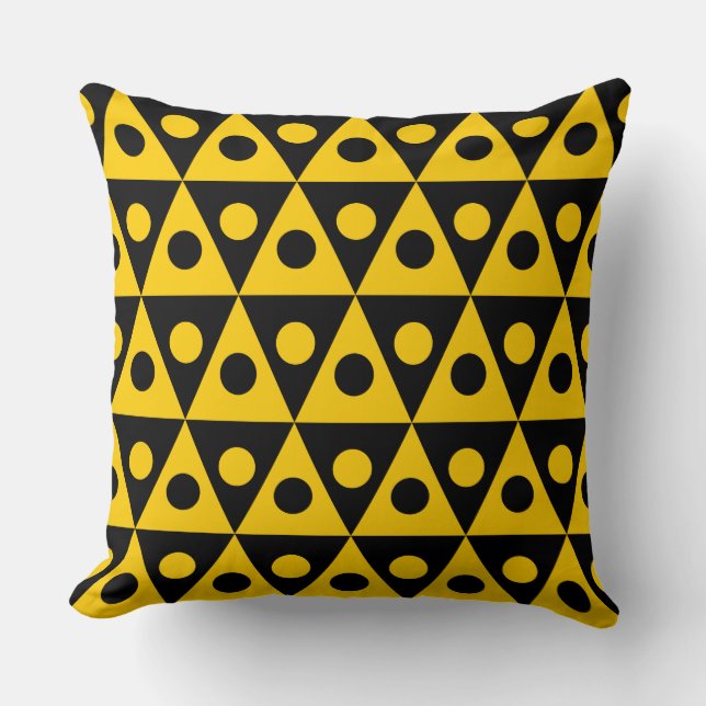 Geometric Pattern 260514 - Amber on Black Cushion (Front)