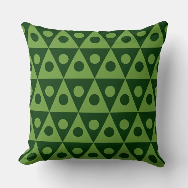 Geometric Pattern 260514 - Avocado Grn on Dk Grn Cushion (Front)
