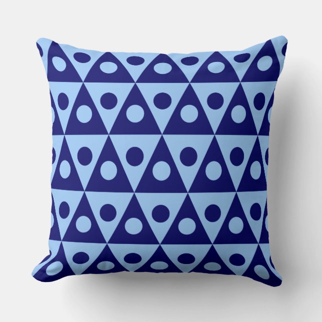 Geometric Pattern 260514 - Deep Navy on Pale Blue Cushion (Front)