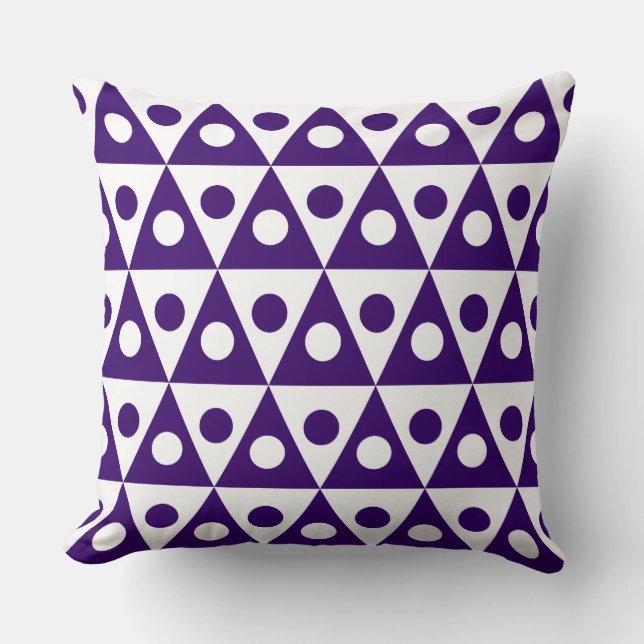 Geometric Pattern 260514 - Deep Purple on White Cushion (Front)