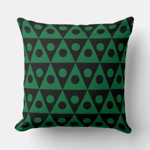 Geometric Pattern 260514 - Forest Green on Black Cushion