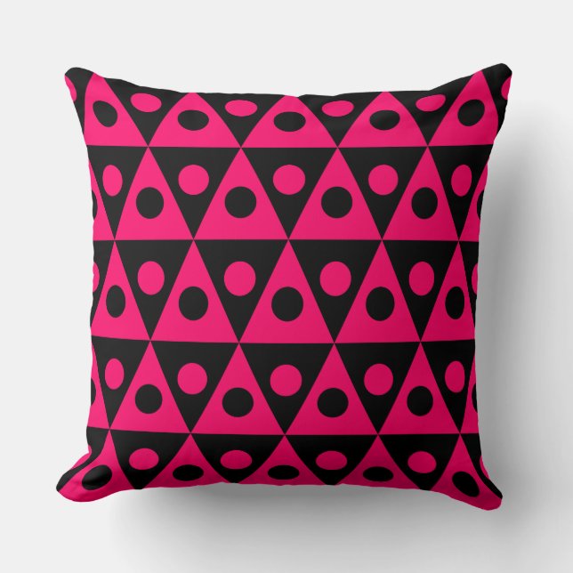 Geometric Pattern 260514 - Neon Red on Black Cushion (Front)
