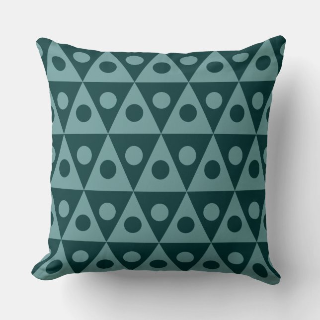 Geometric Pattern 260514 - Ocean Green on Dk Grn Cushion (Front)