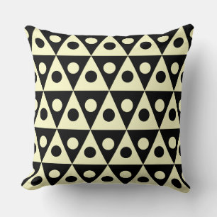 Geometric Pattern 260514 - Pale Yellow on Black Cushion
