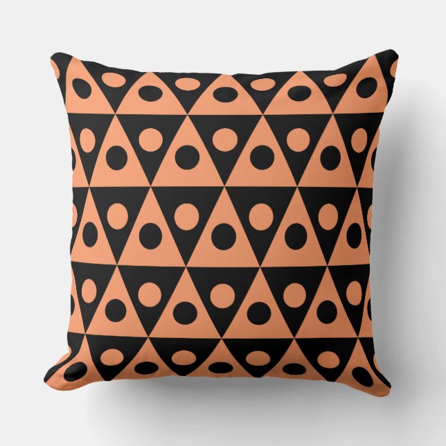 Geometric Pattern 260514 - Peach on Black Cushion (Front)