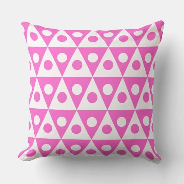Geometric Pattern 260514 - White on Deep Pink Cushion (Front)