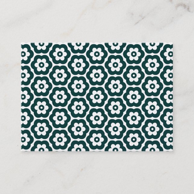 Geometric Pattern 290514(03) Dark Moss on White Business Card (Front)
