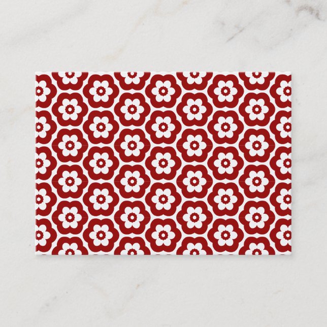 Geometric Pattern 290514(03) Ruby Red on White Business Card (Front)