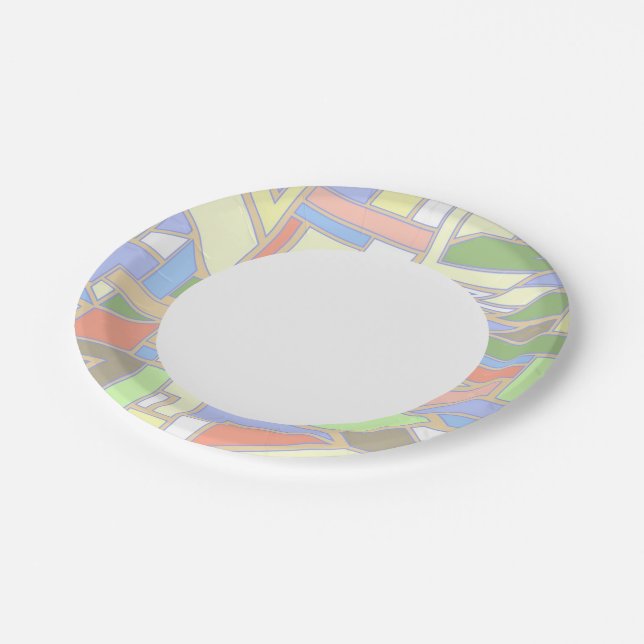 Geometric pattern 3 paper plate (Angled)