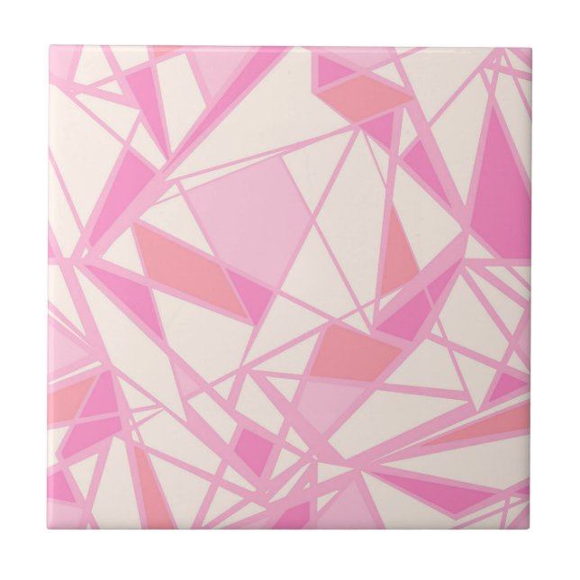 Geometric pattern abstract colour pink  ceramic tile (Front)