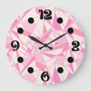 Geometric pattern abstract colour pink large clock