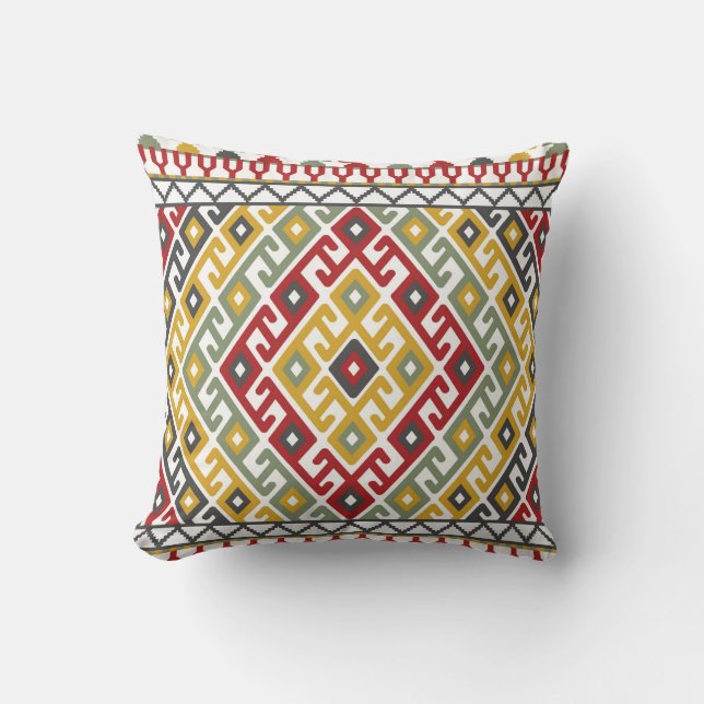 Geometric pattern background in Indian, Turkish st Cushion (Front)