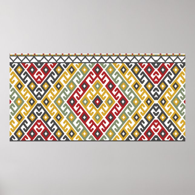 Geometric pattern background in Indian, Turkish st Poster (Front)