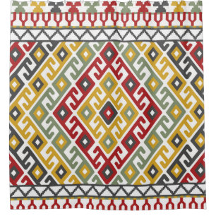 Geometric pattern background in Indian, Turkish st Shower Curtain