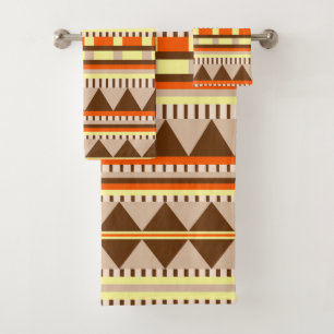 Geometric pattern bath towel set