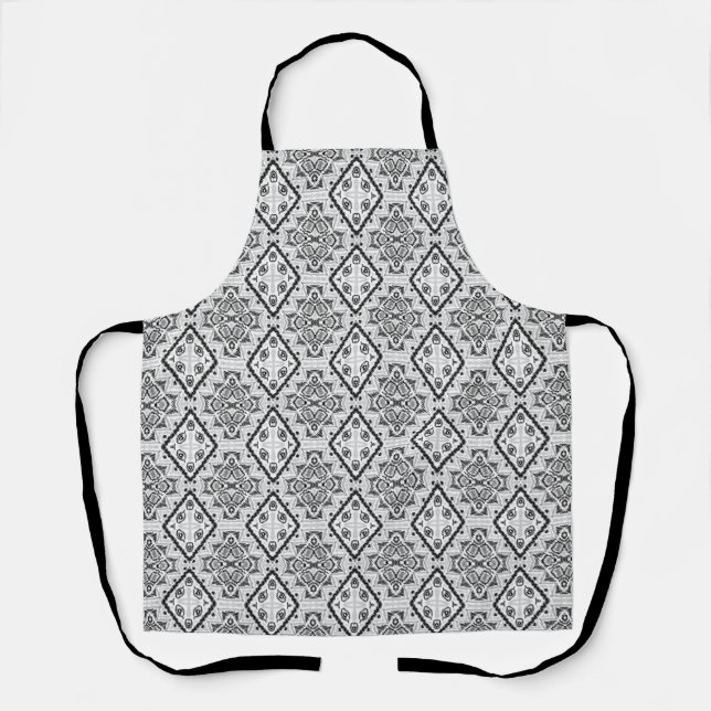  Geometric ,pattern , black and white  Apron (Front)