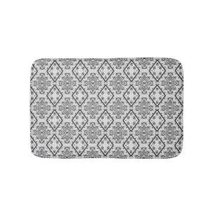 Geometric ,pattern , black and white Bath Mat