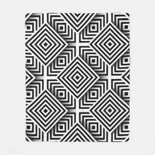 Geometric pattern. Black and white. Squares and st Fleece Blanket