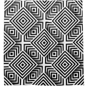 Geometric pattern. Black and white. Squares and st Shower Curtain