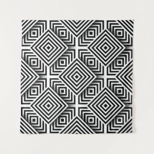 Geometric pattern. Black and white. Squares and st Tapestry