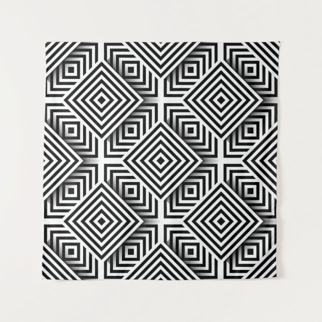 Geometric pattern. Black and white. Squares and st Tapestry (Front)