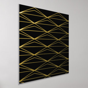 Geometric Pattern Black Gold Foil Prints