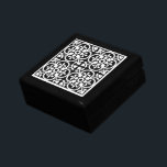 Geometric Pattern Black White Wooden Keepsake Gift Gift Box<br><div class="desc">A stylish modern geometric quatrefoil black and white pattern lacquered jewellery or keepsake wood box with a stylish modern decorative ceramic tile lid.</div>