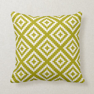 Geometric Pattern Chartreuse Green Cushion