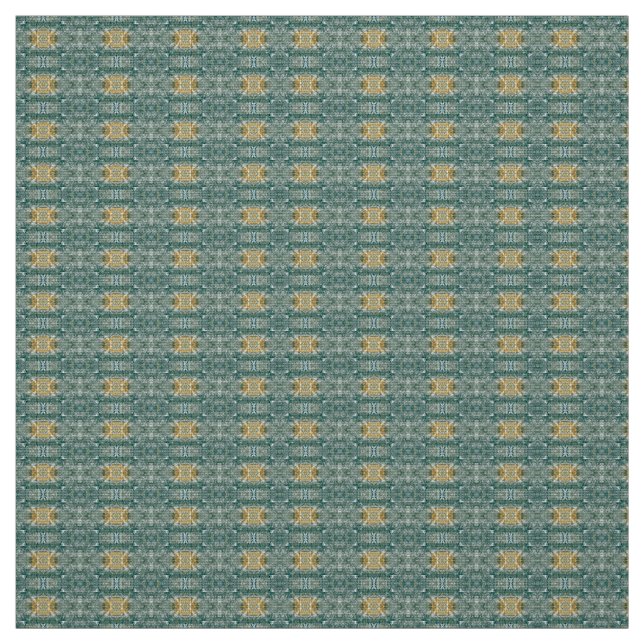 Geometric Pattern Copper Turquoise Fabric (Swatch)