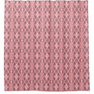 Geometric pattern coral retro rhombuses shower curtain