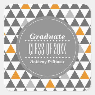 Geometric Pattern Custom Graduation  Square Sticker