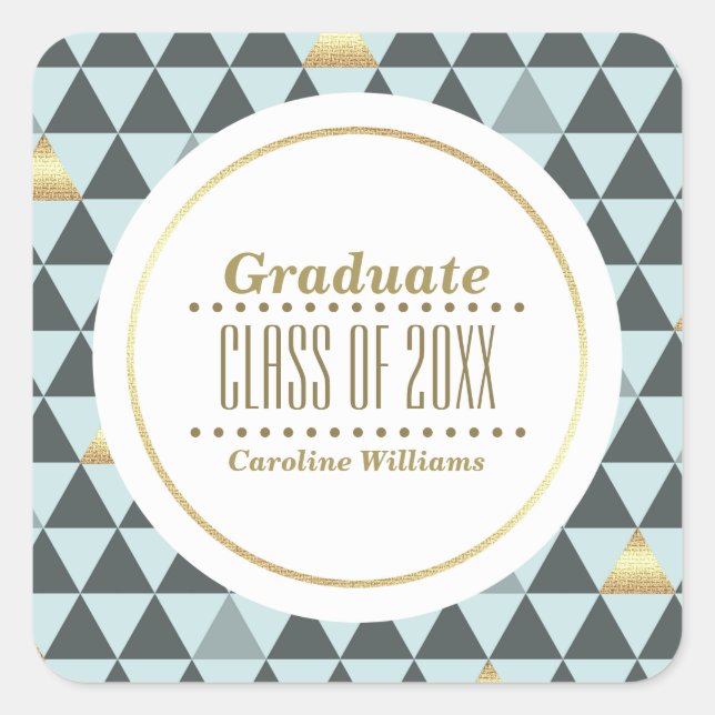 Geometric Pattern Custom Graduation  Square Sticker (Front)