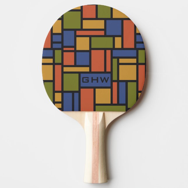 Geometric Pattern custom monogram ping pong paddle (Front)