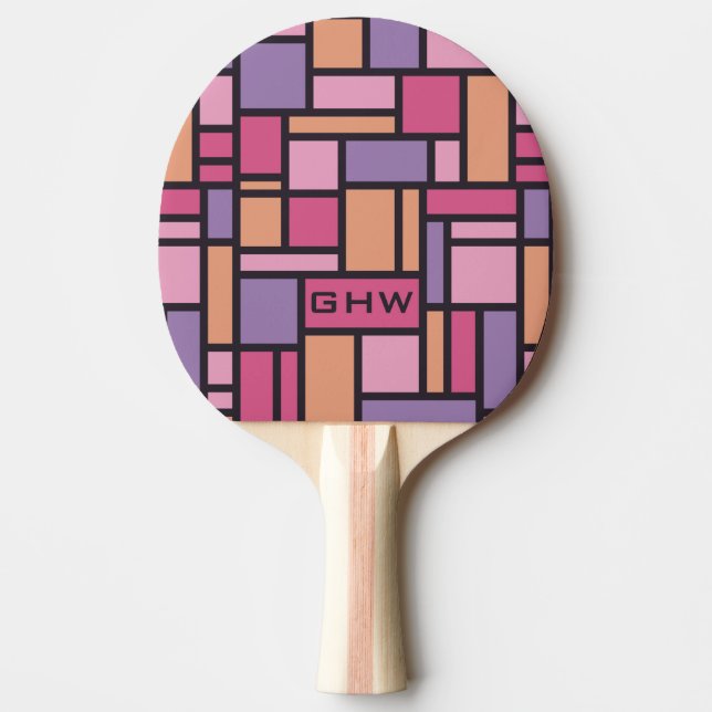 Geometric Pattern custom monogram ping pong paddle (Front)