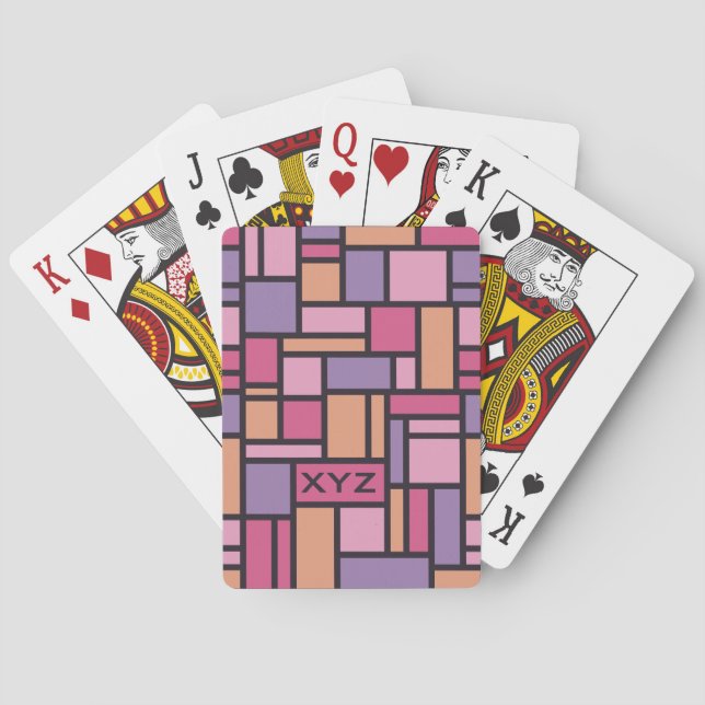Geometric Pattern custom monogram playing cards (Back)